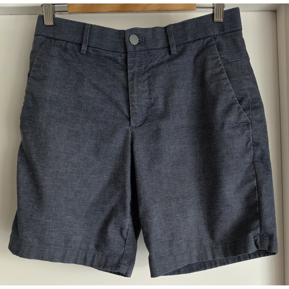 Banana Republic Men Shorts Size 30 Casual Solid Blue Linen Chino Bermuda